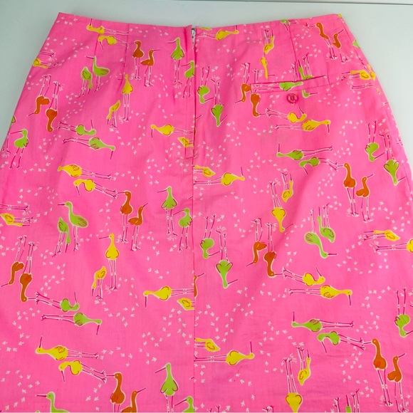 Lilly Pulitzer Pink Yellow Green Beachcomber Bird Print Rare Vintage Skirt - Picture 12 of 13